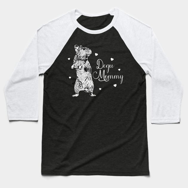 Rodent lovers - Degu Mommy Baseball T-Shirt by Modern Medieval Design